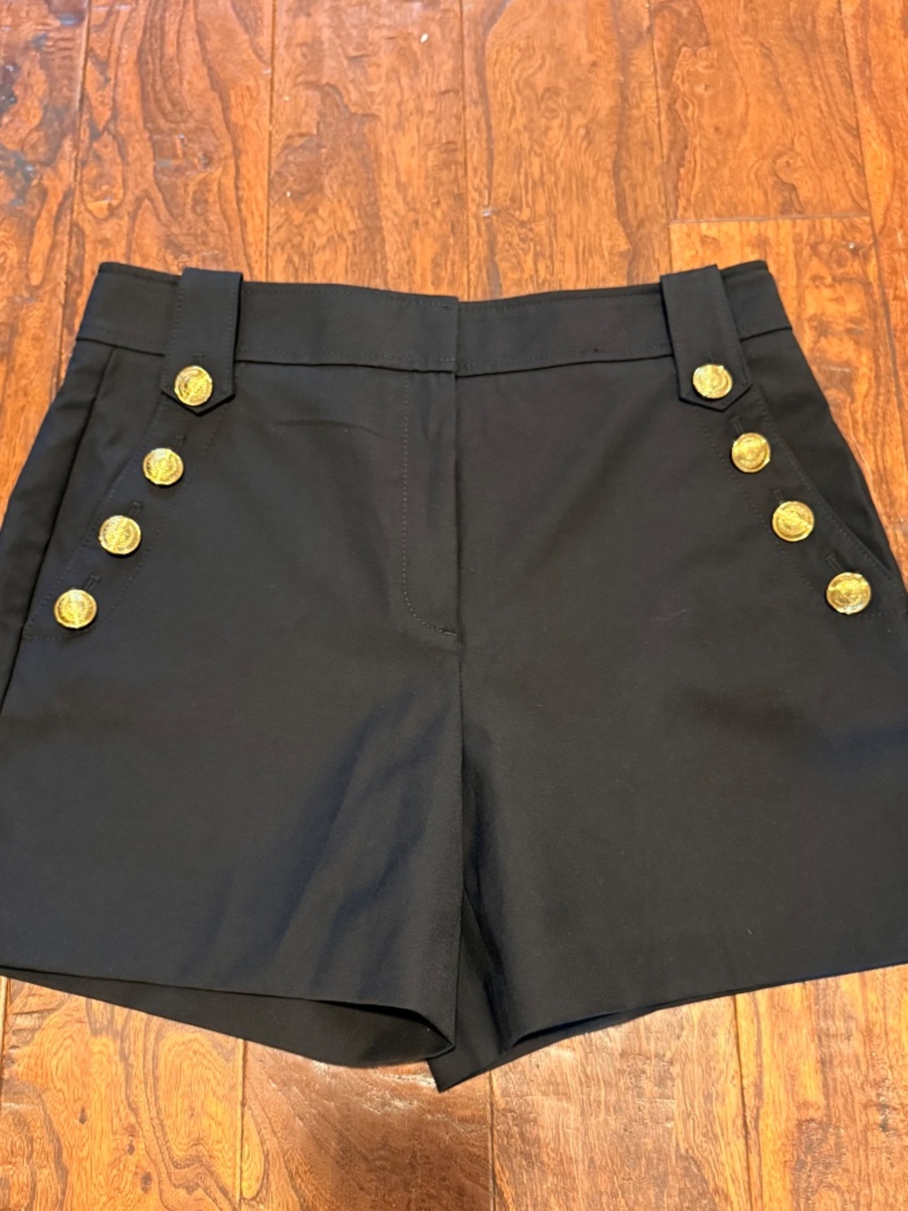 White House Black Market Black High-Waist Button Front Shorts - Picture 2 of 7